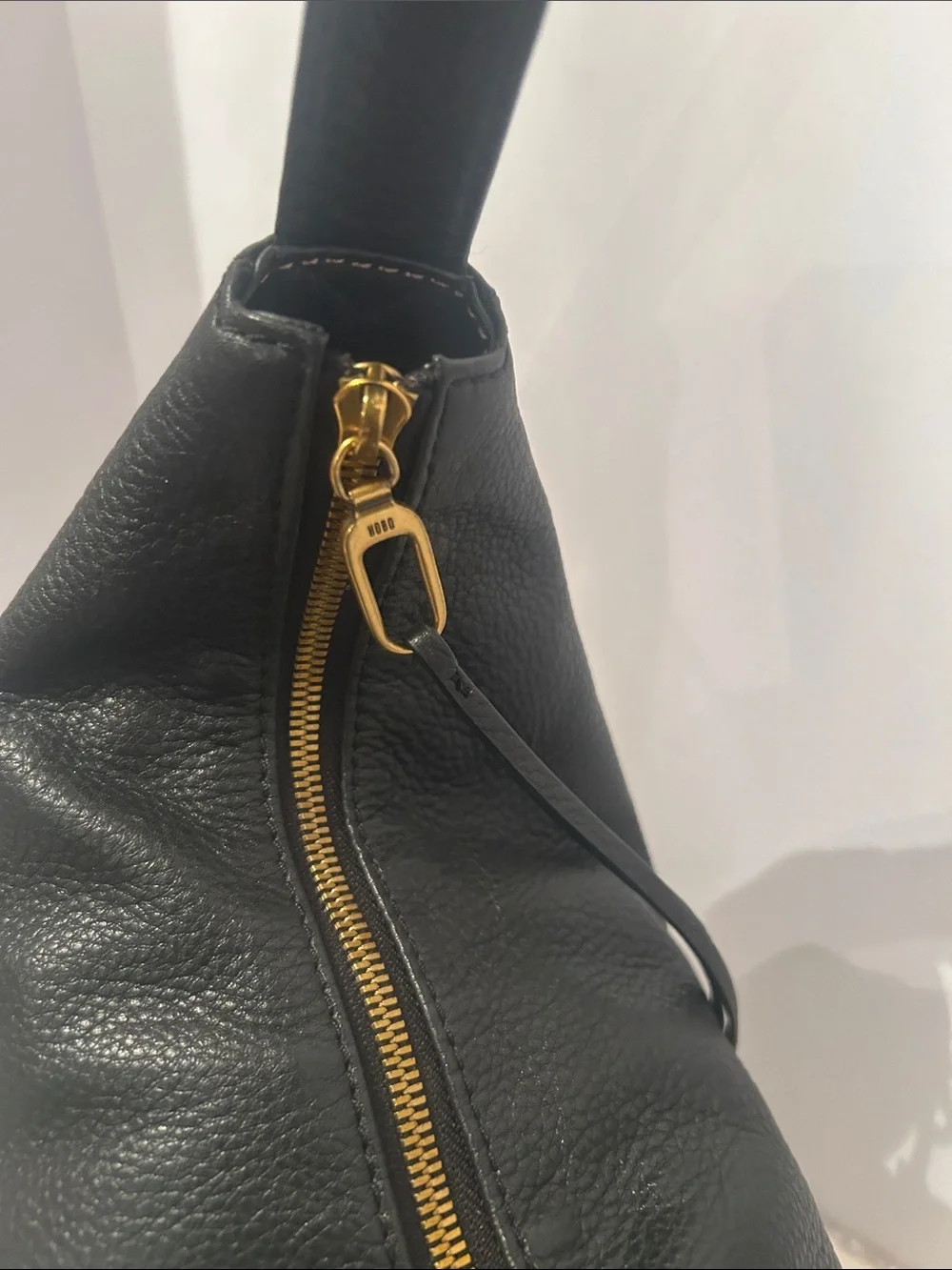 New HOBO Black Leather Hobo with Gold-Tone Hardware